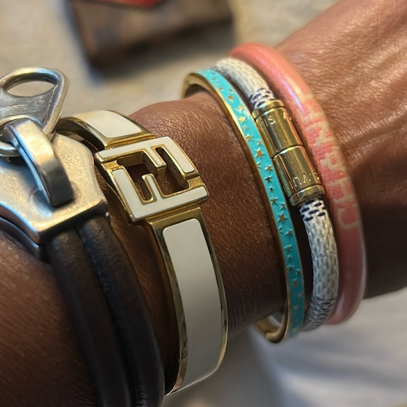 Fendi Jewelry - Fendi Gold and White Bangle with Colorful Accents
